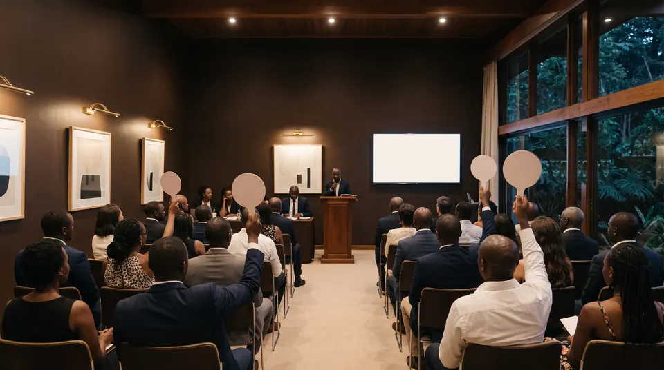 The salesroom at Umber House during a live sale, bidders raising paddles towards the rostrum.