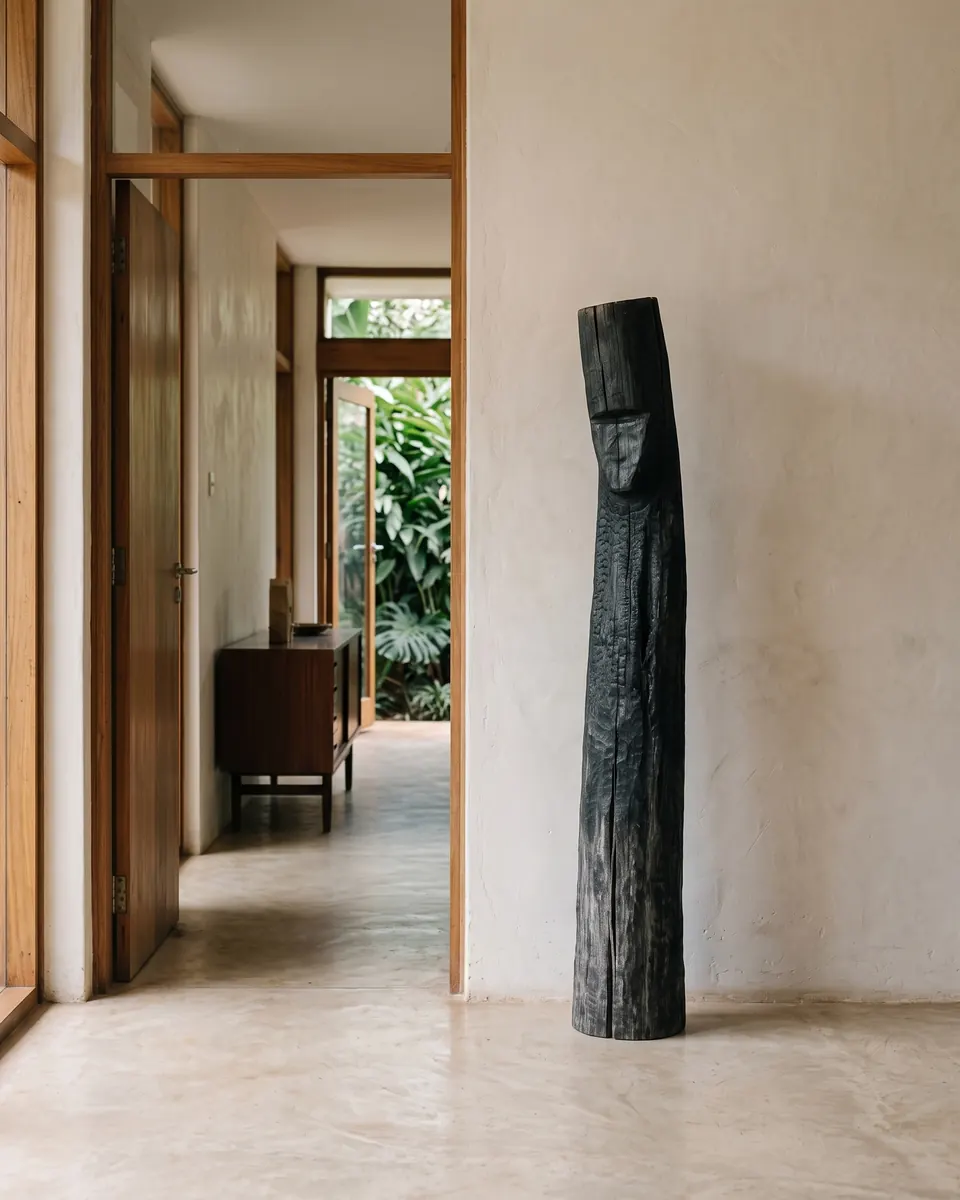 Standing Figure (Ember), shown in a room for scale.