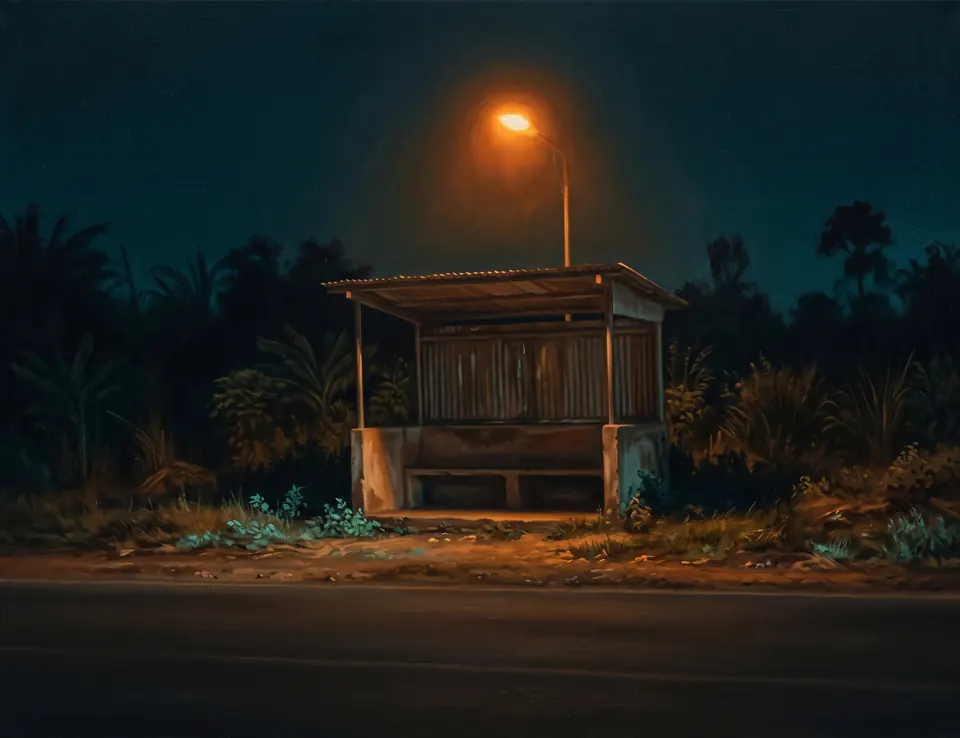 Msasani, Last Bus, 2024. Oil on linen.