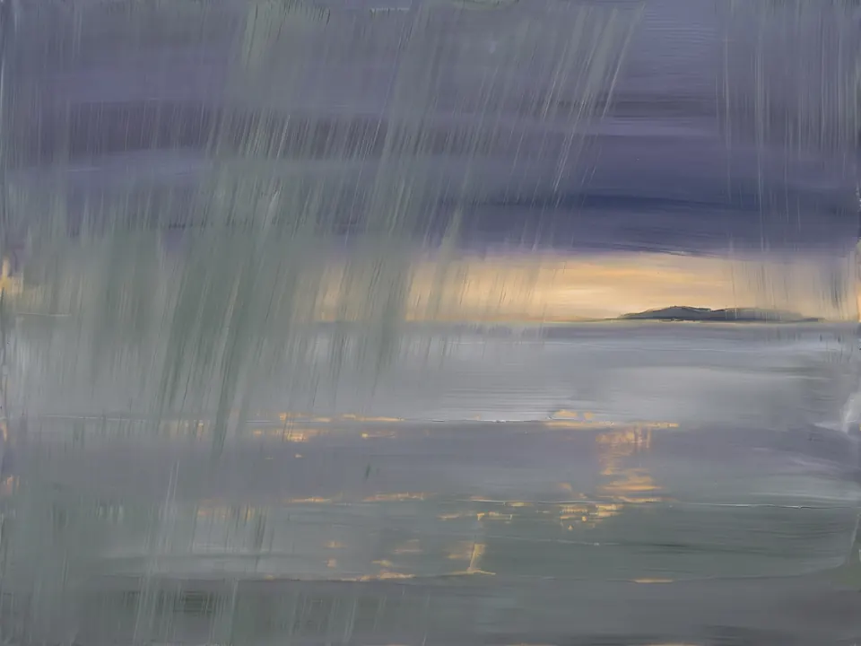 Rusinga, Afternoon Rain, 2023. Oil on canvas.