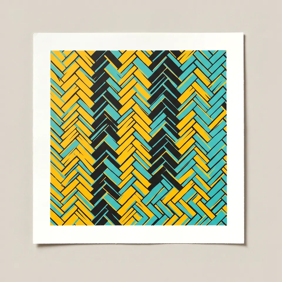 Mkeka (Saffron), 2021. Screenprint in three colours on paper.