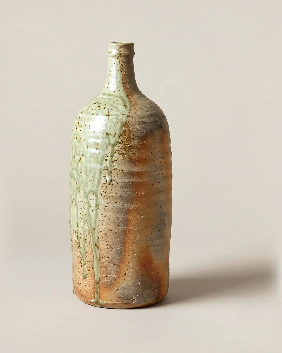 Tall bottle, 2023. Wood-fired stoneware.