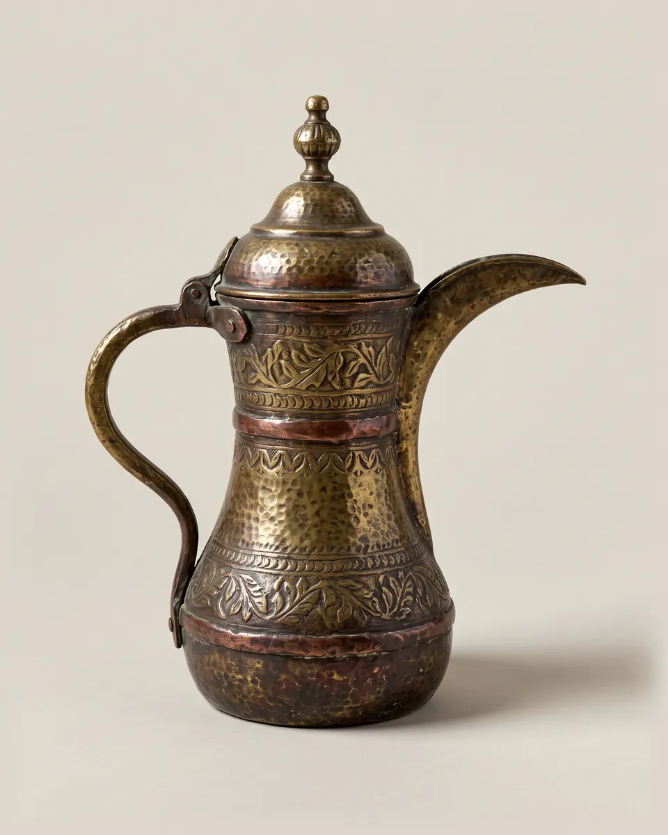 Coffee pot, Early 20th century. Brass and copper.