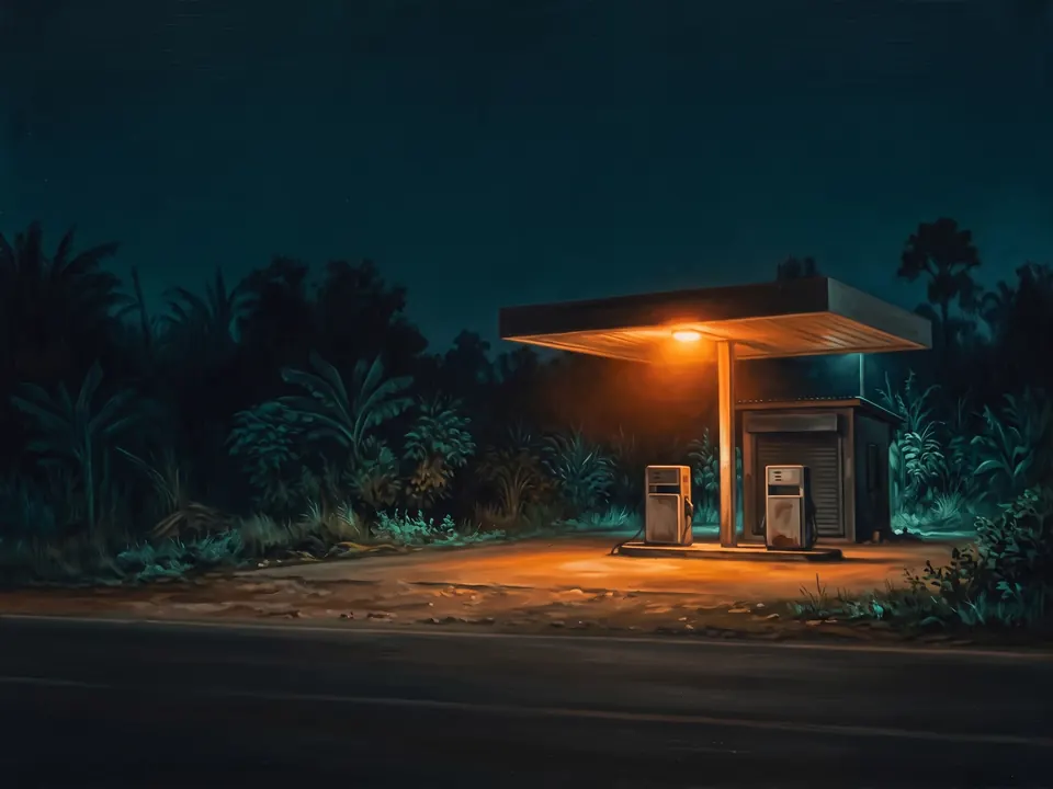 Upanga, 2 a.m., 2022. Oil on linen.