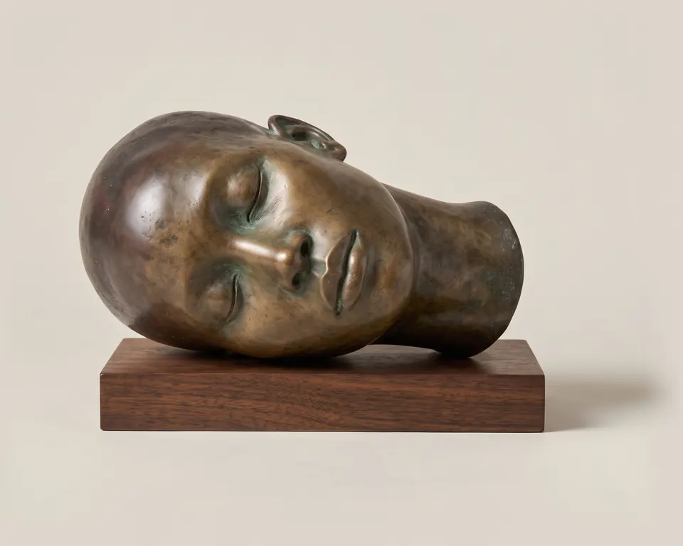 Head of a Sleeper, 2012. Bronze with green-brown patina.