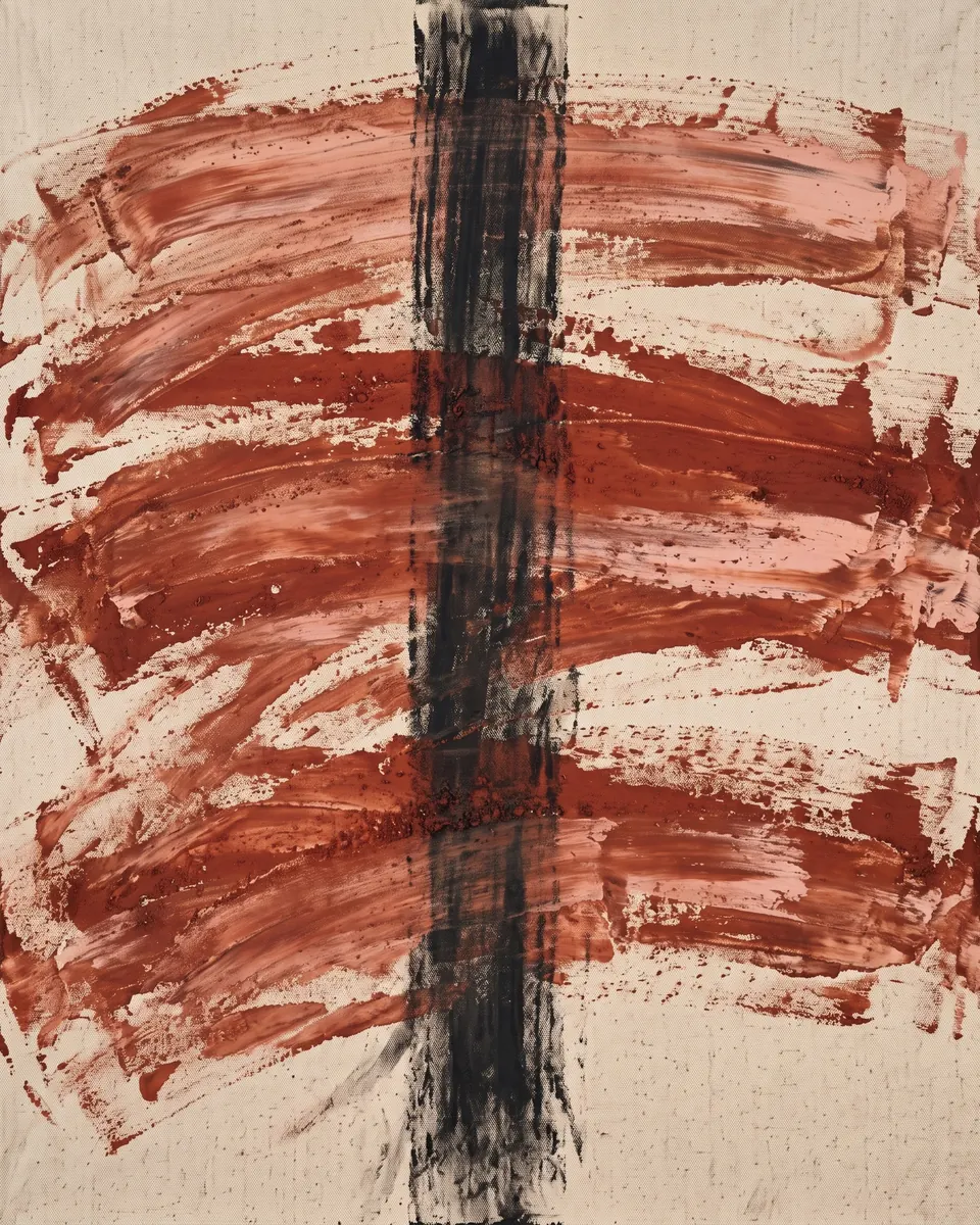 Dry Season Psalm, 2021. Soil pigment and charcoal on raw canvas.