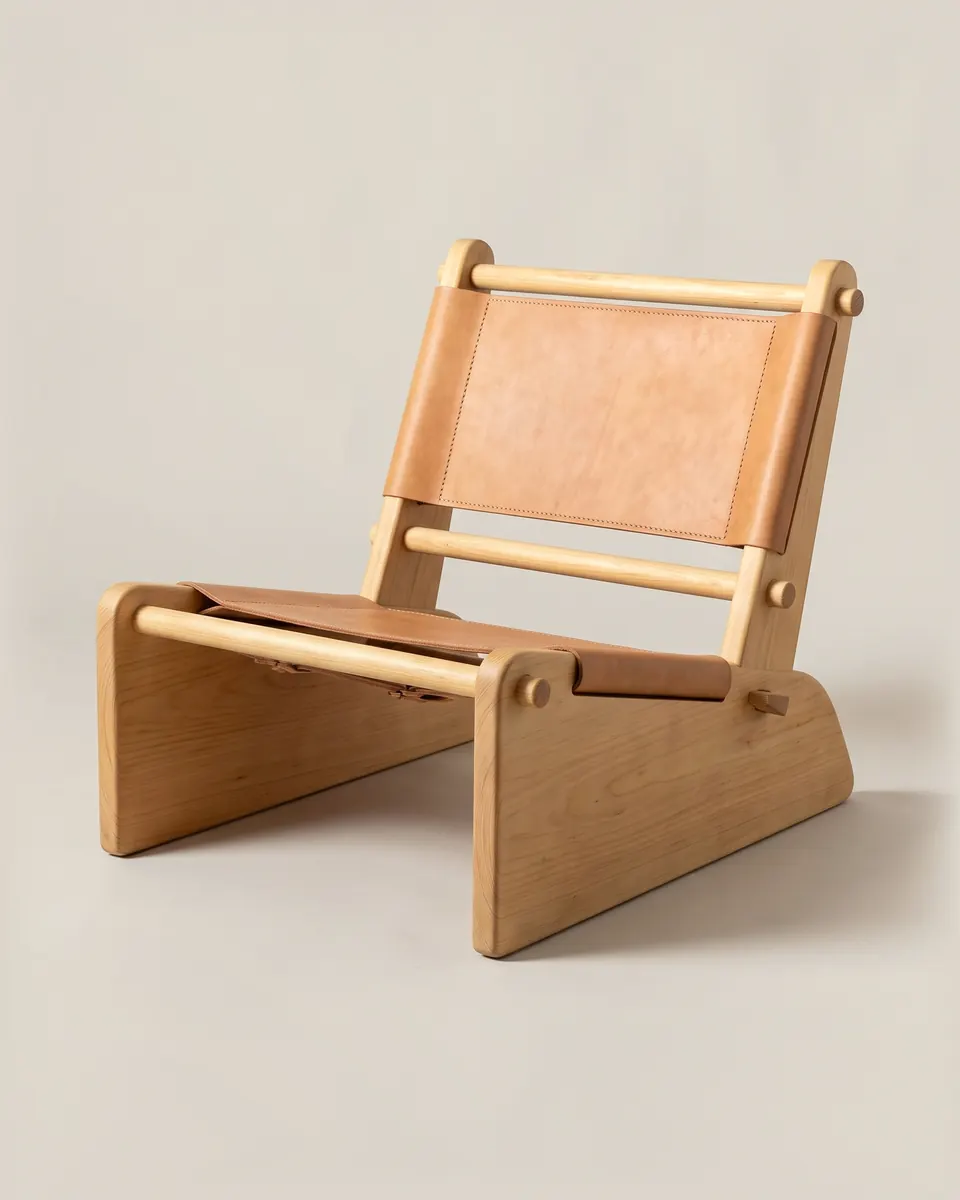 Kokwet lounge chair, 2019. Cypress and saddle leather.